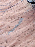 A close up of a map on a table