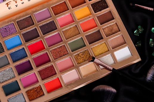 A close up of a palette of makeup
