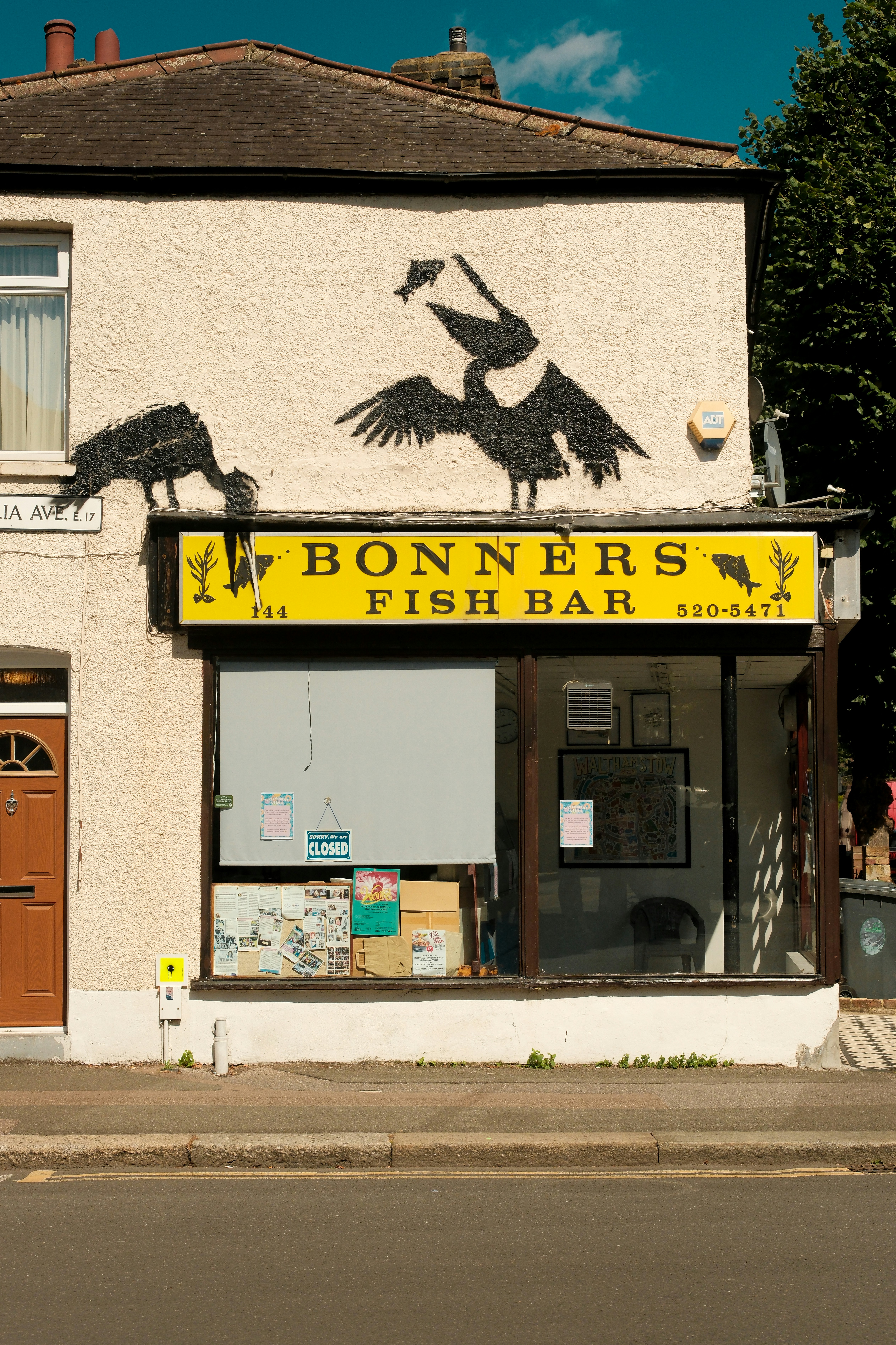 Shopfront with a mural in Walthamstow E17