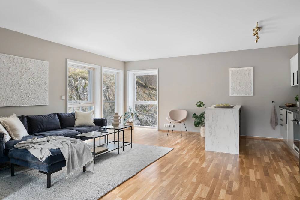 Living room with hardwood flooring