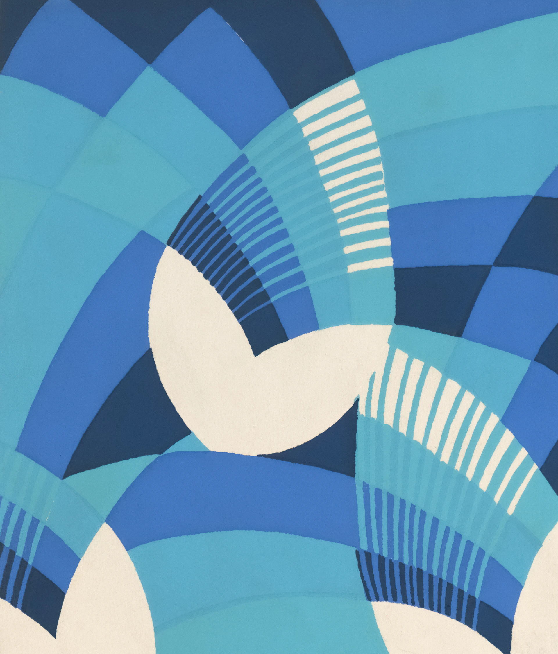 Abstract blue and white geometric shapes
