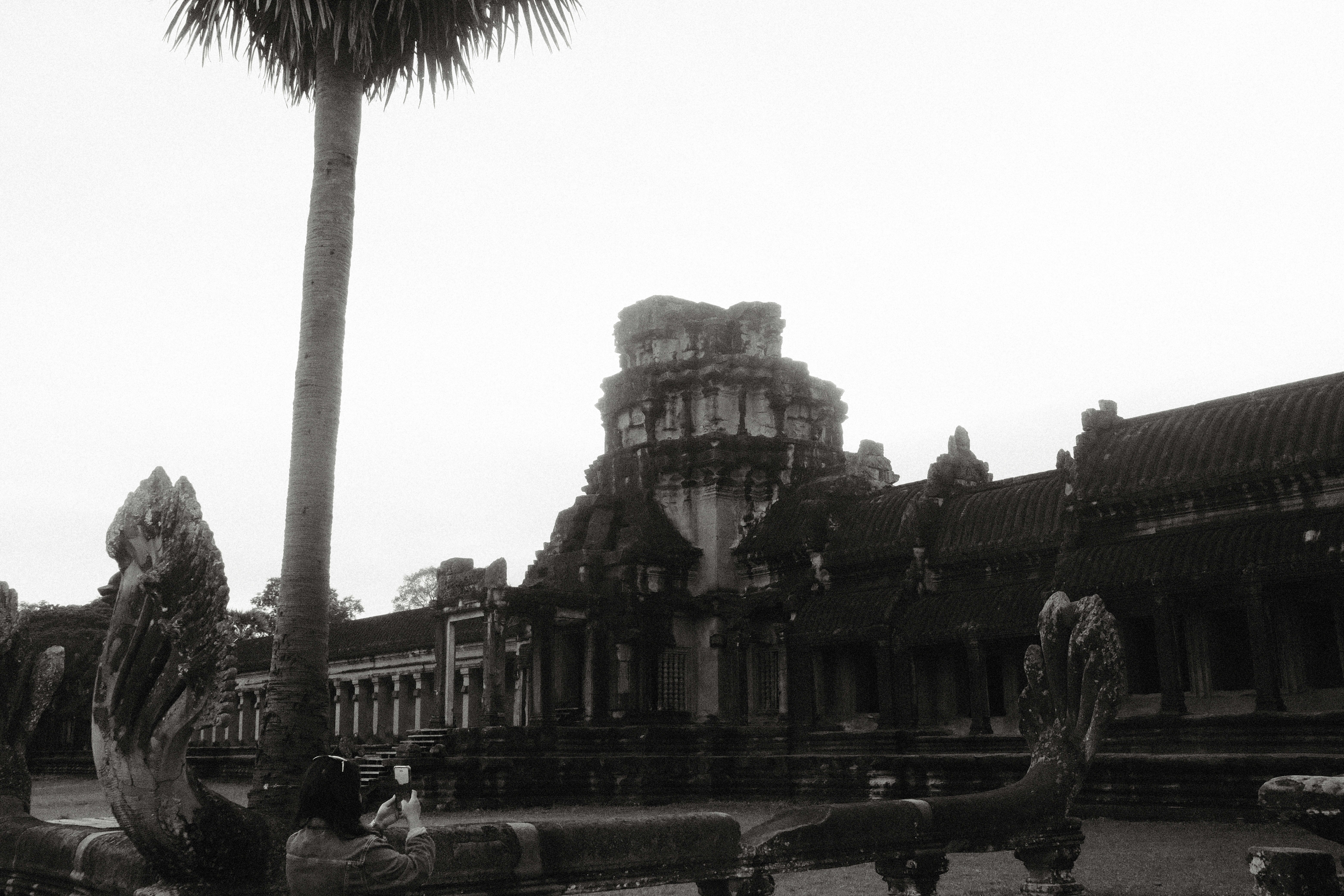 A black and white photo of an old building