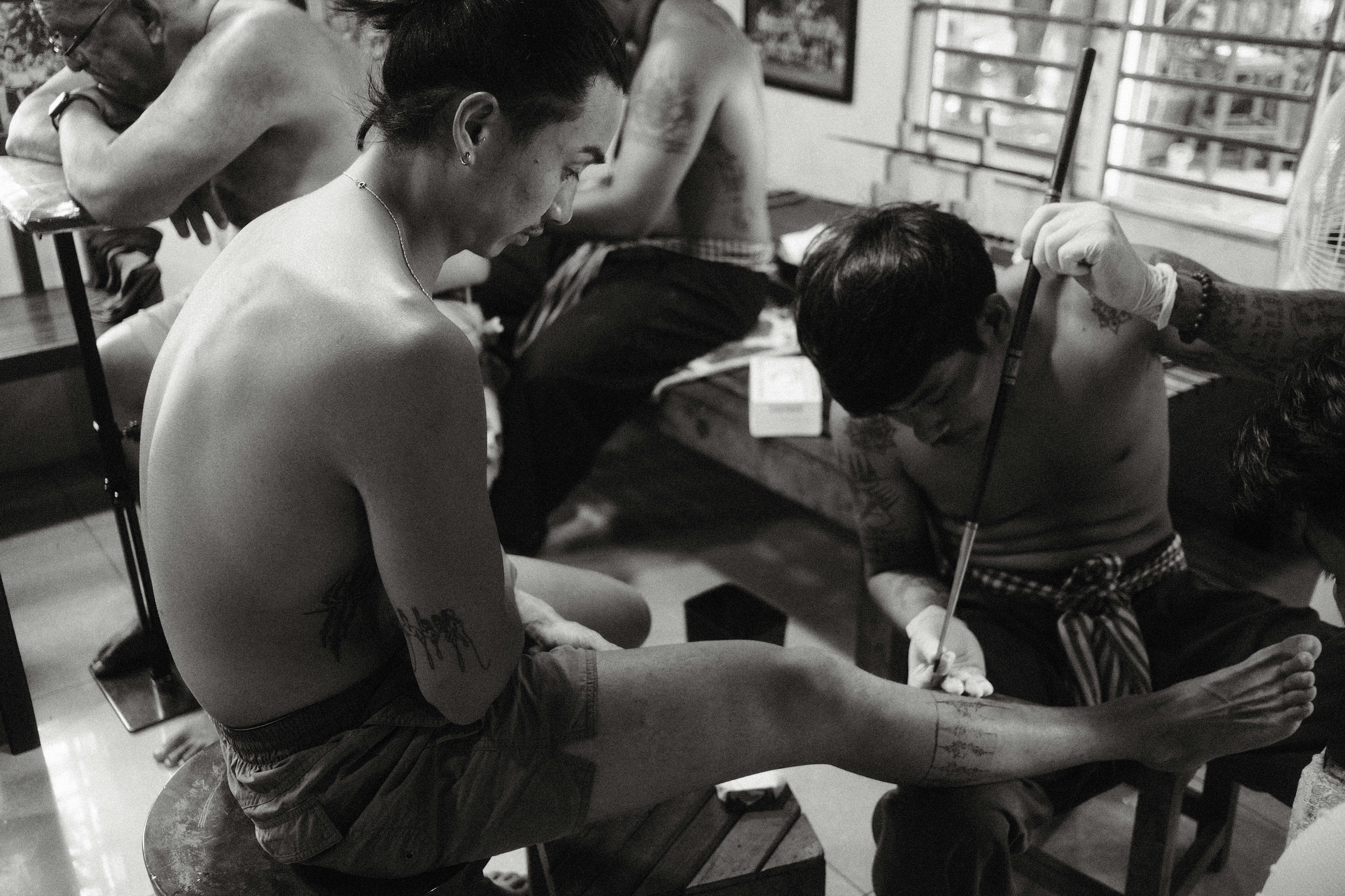 A group of people sitting in a room