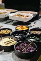 A table filled with lots of different types of food