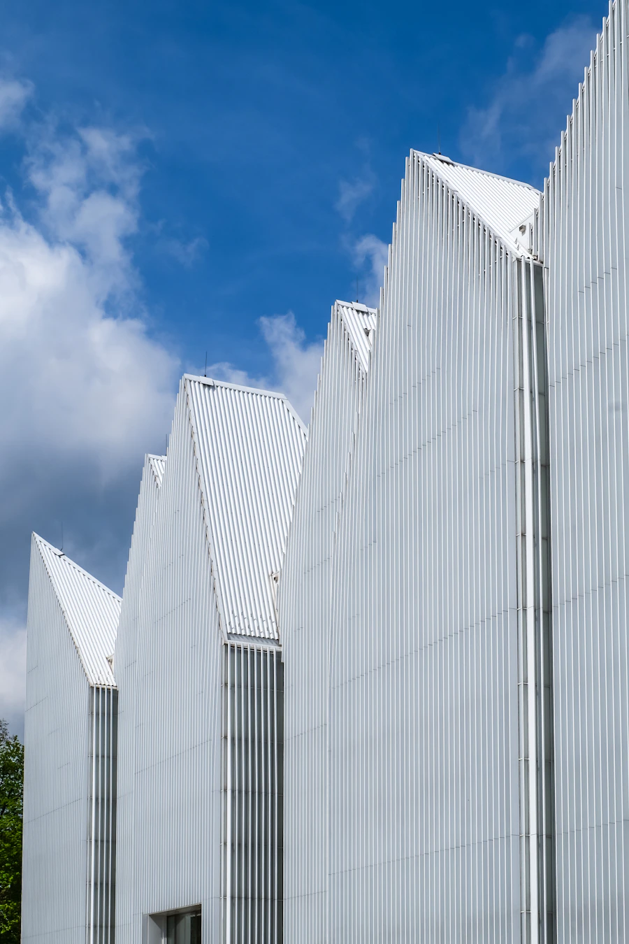 Modern Szczecin Philharmonic with angular white façade