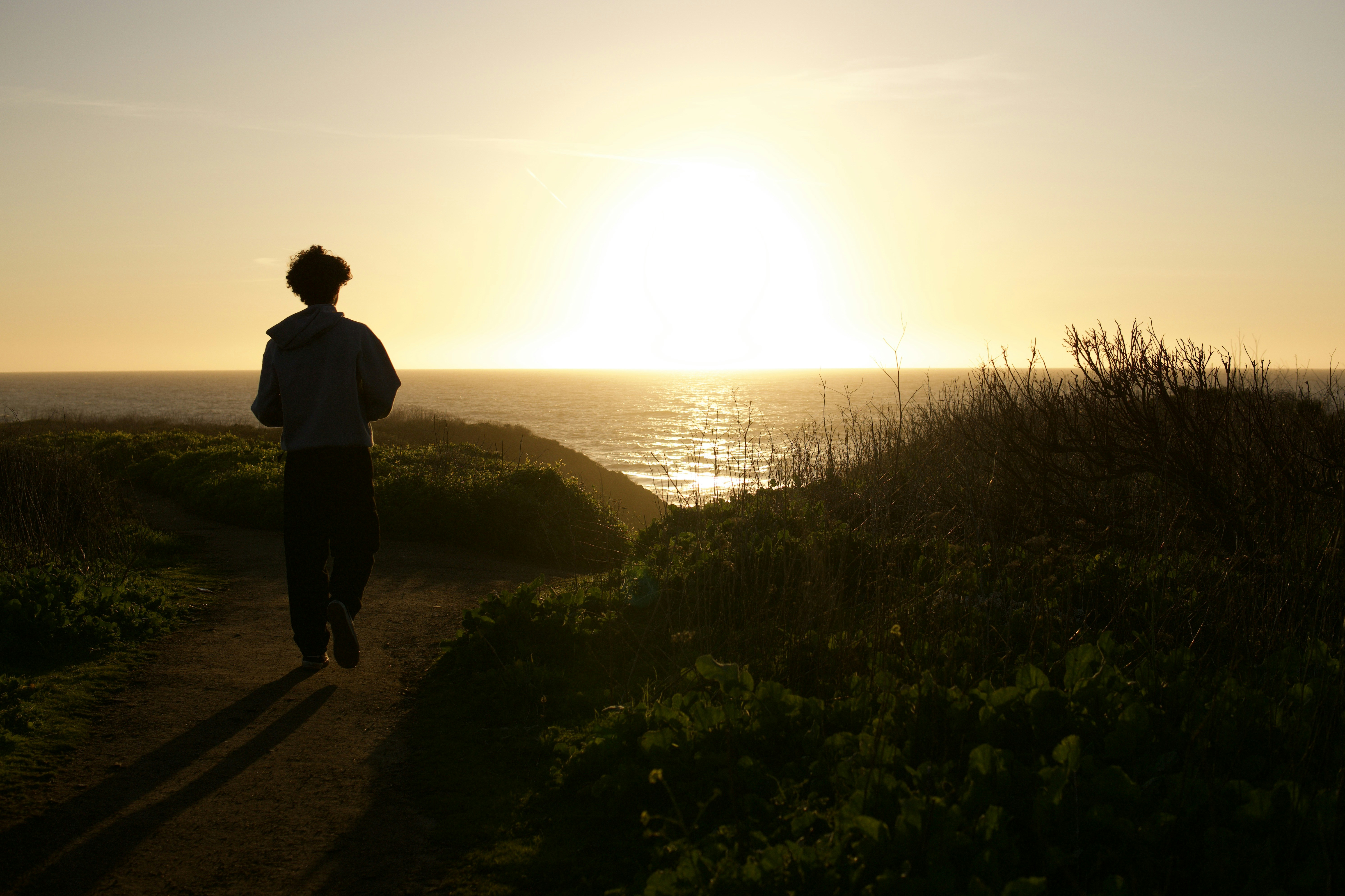 Person walking towards a bright horizon - scriptures about drug addiction