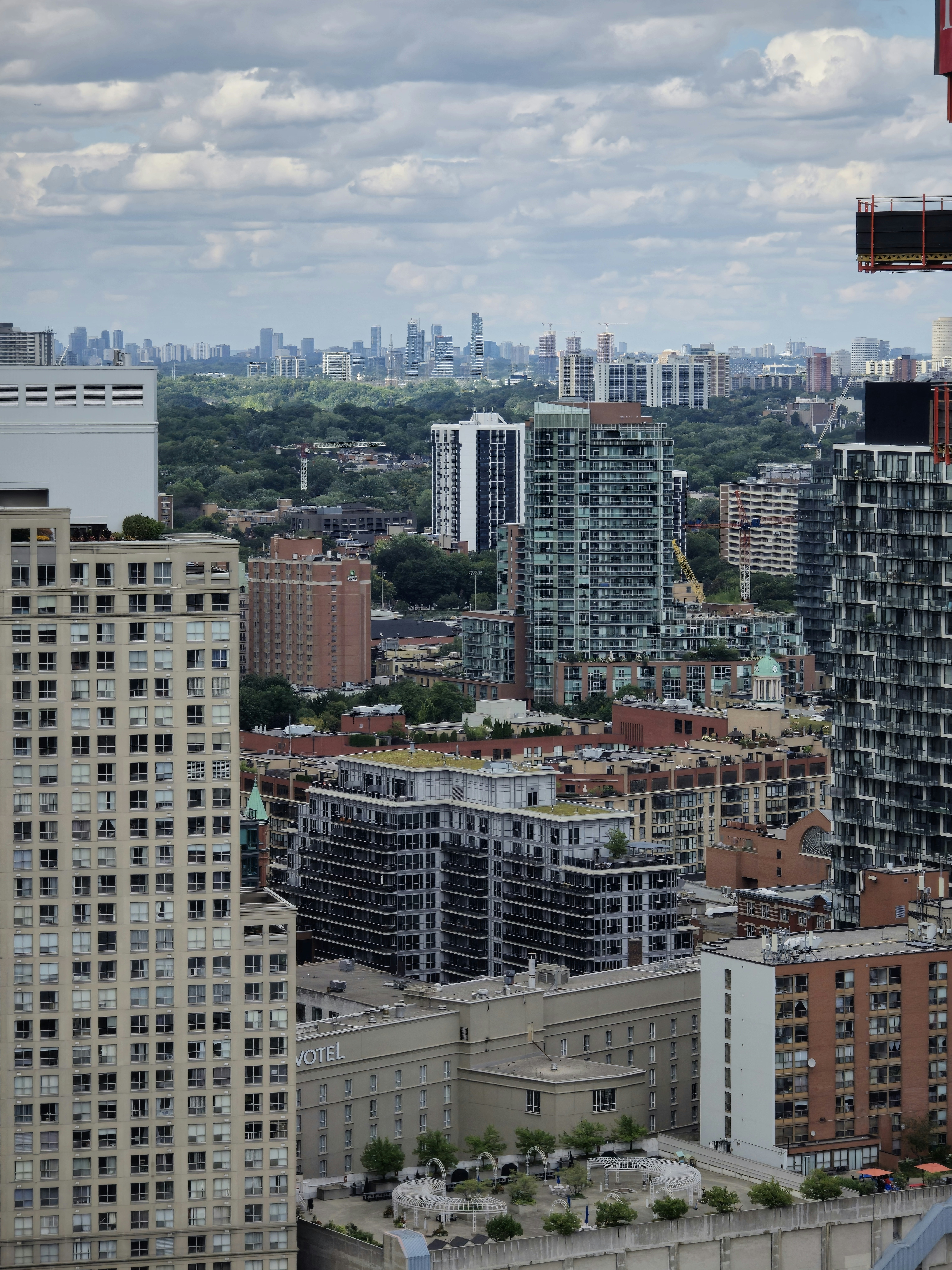 A view of a city from a tall building