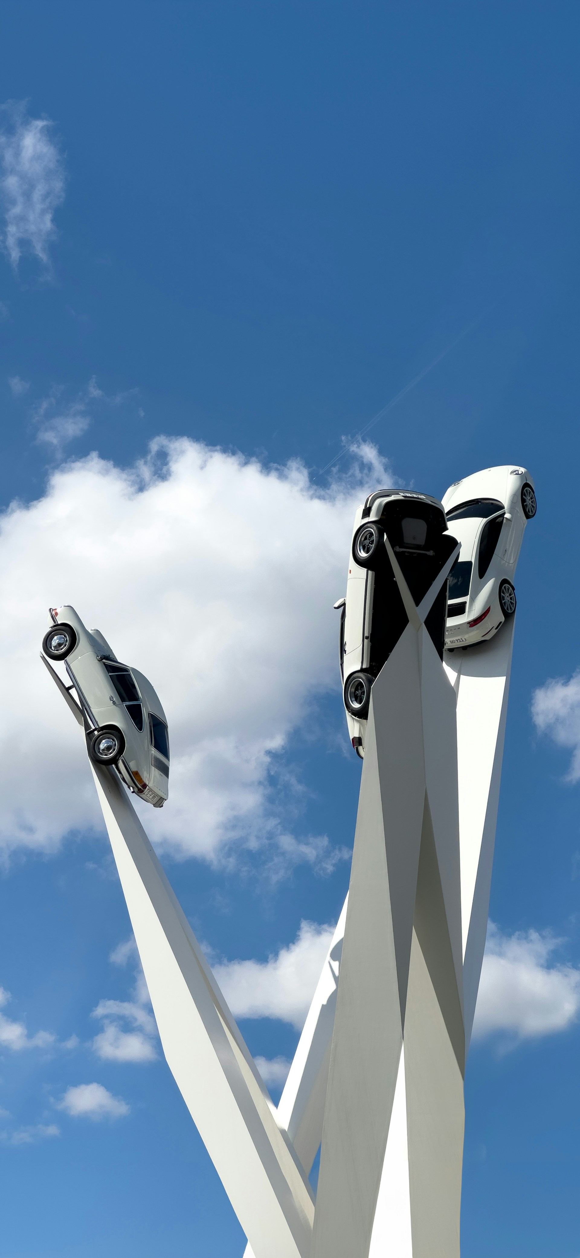 A couple of cars that are in the air