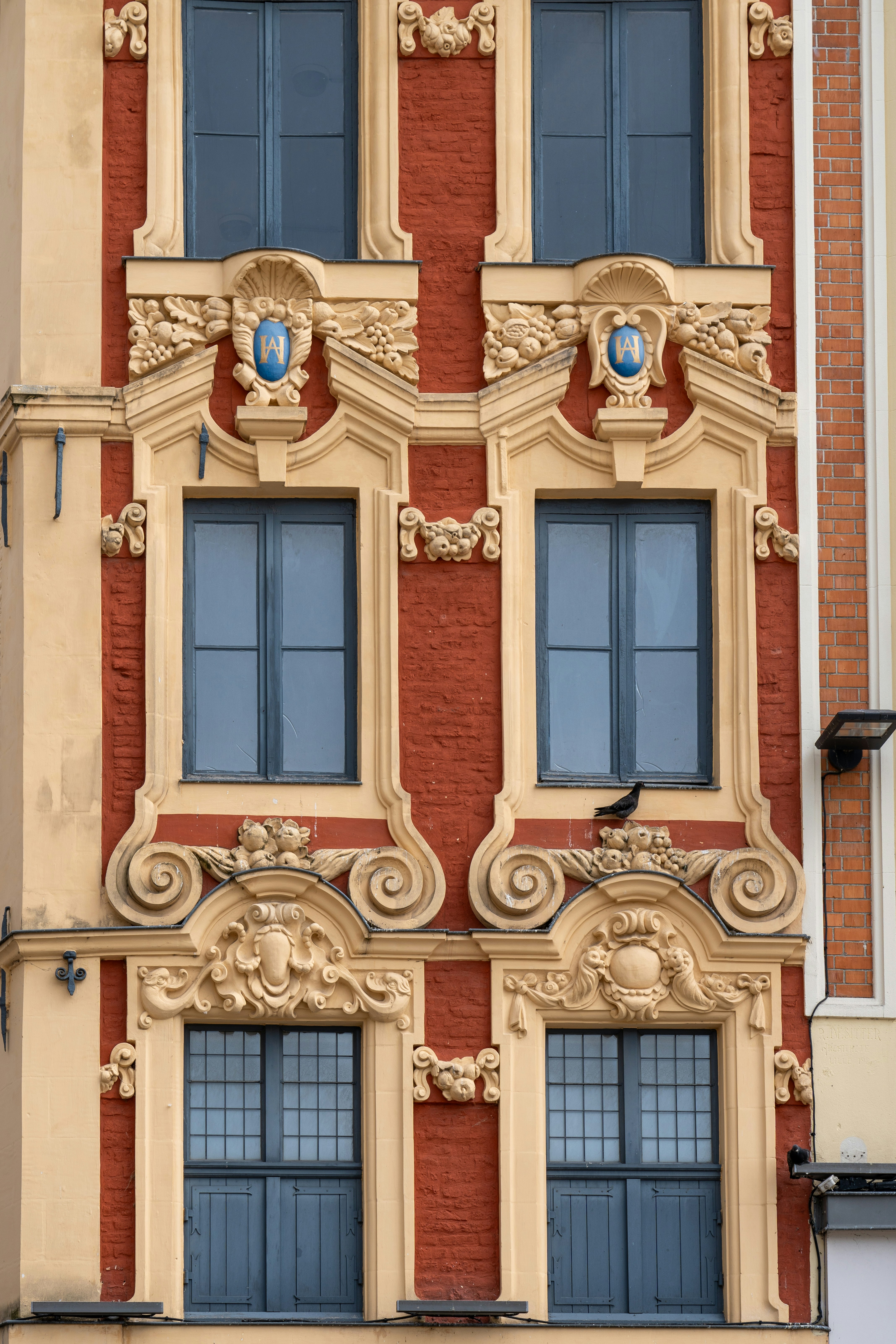 Renovated historic facade mixed with modern elements