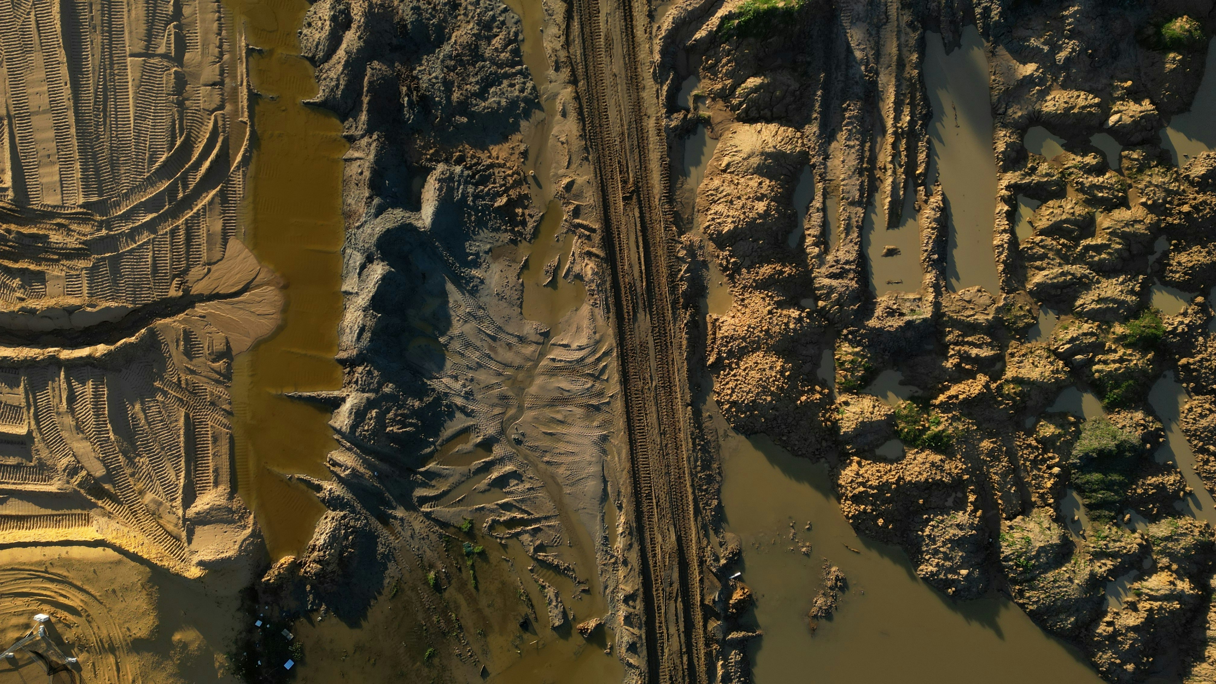 Mud tracks on construction site