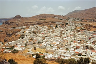 A view of a small town in the mountains