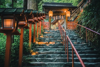 A set of stairs leading up to a building