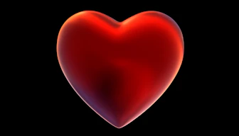 A red heart on a black background