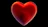 A red heart on a black background