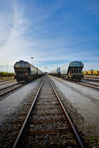 A couple of trains that are sitting on the tracks