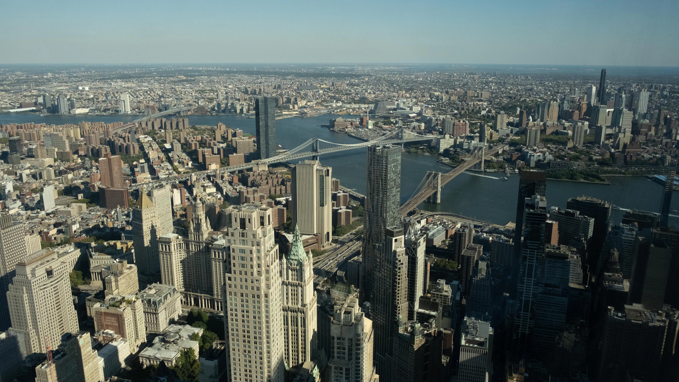 Downtown city skyline lined with high-rise towers