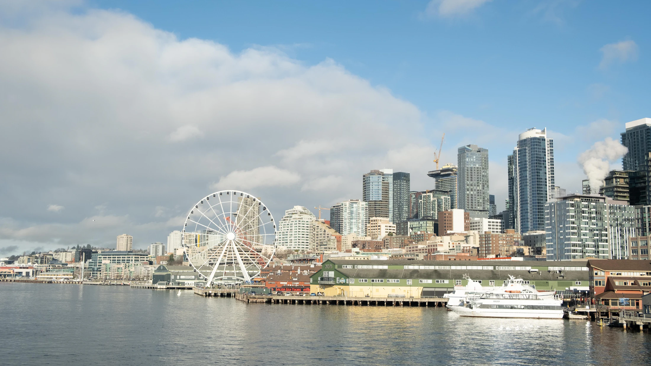 Urban skyline over the waterfront