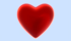 A red heart on a blue background
