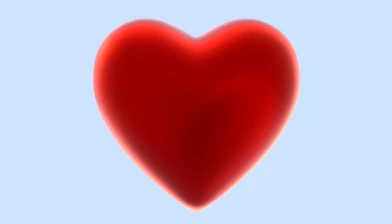 A red heart on a blue background