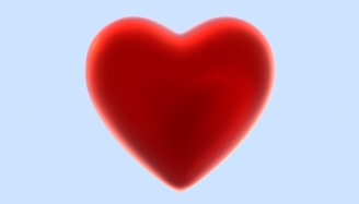 A red heart on a blue background