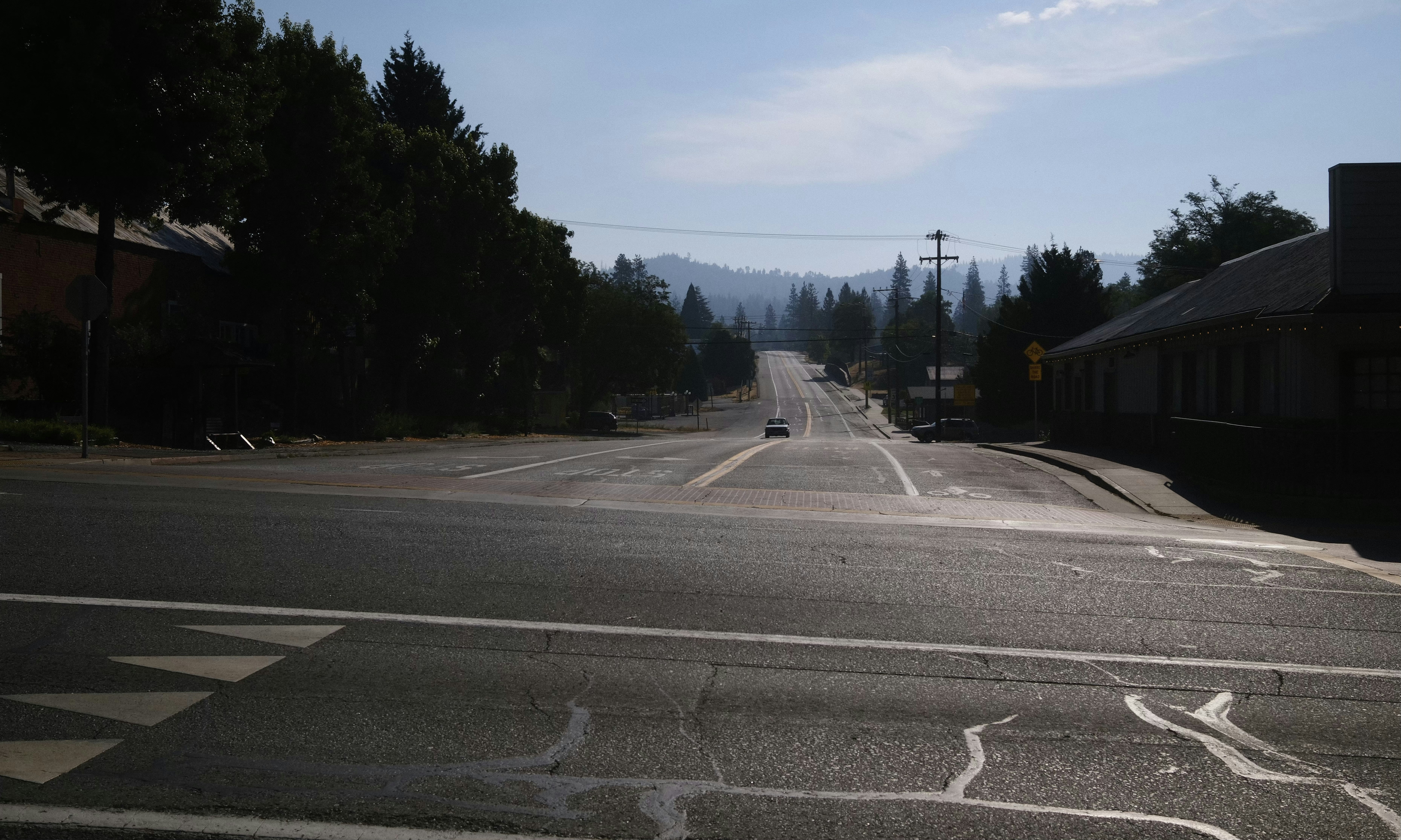 An empty street with no cars on it