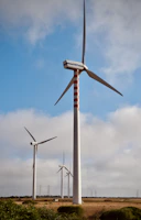 A group of wind turbines in a field