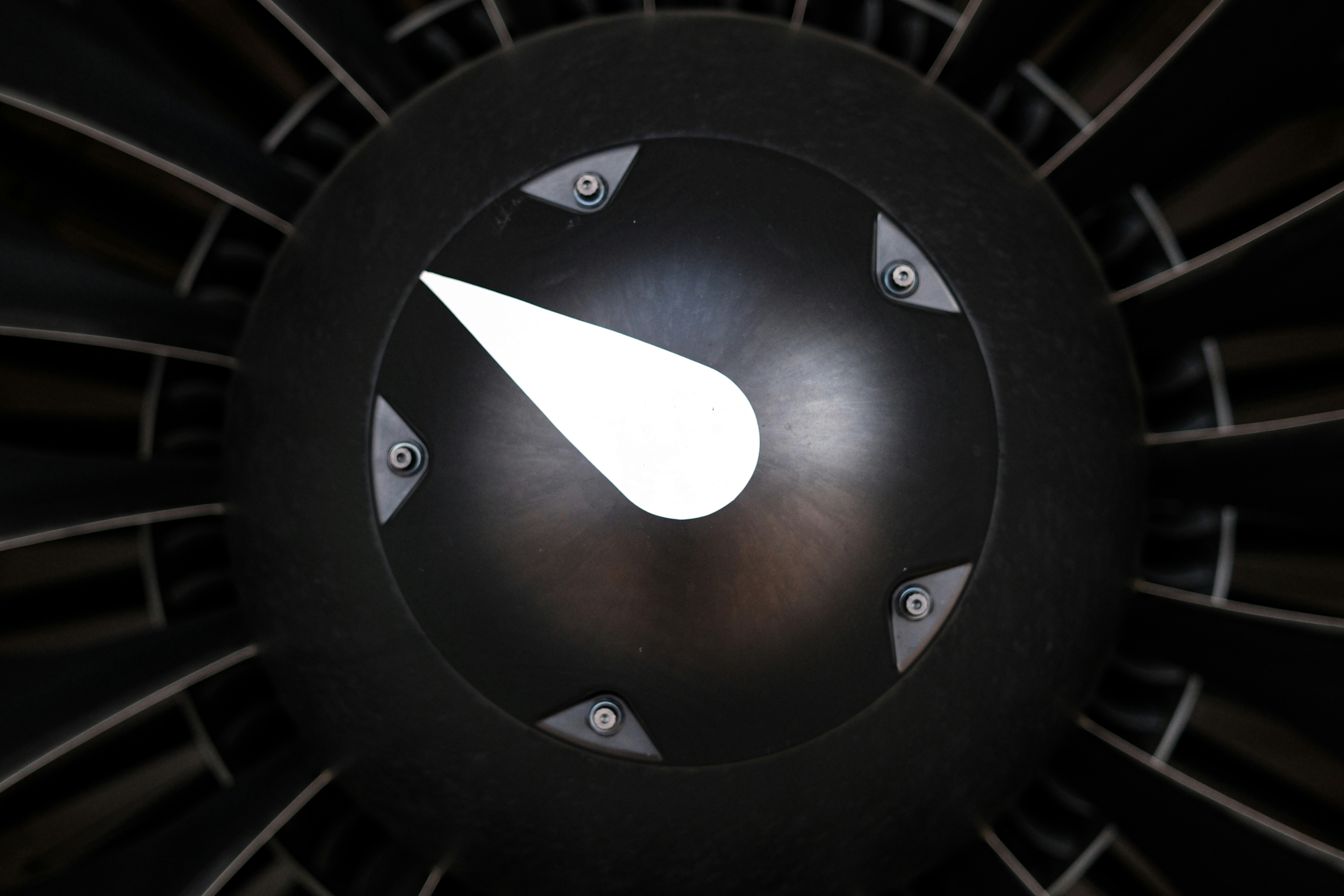 A close up of a jet engine