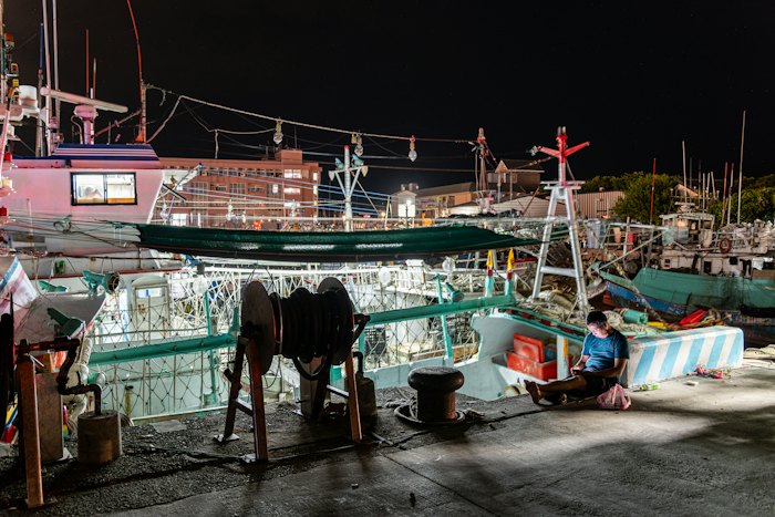 Busy fishing harbor