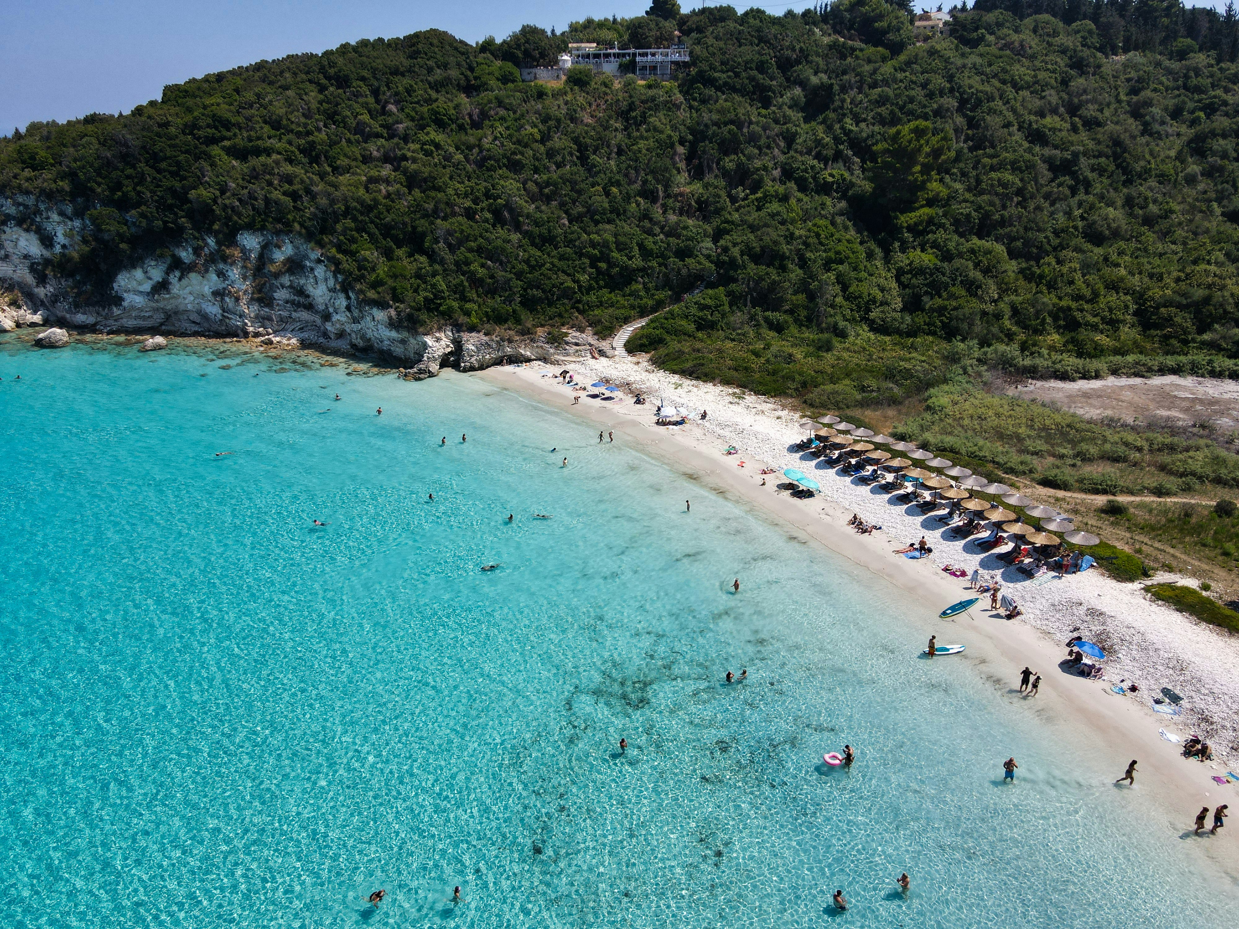 Luxurious hotel room with a view of the Ionian Sea