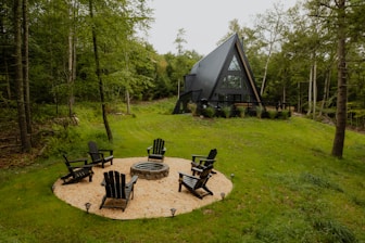 A group of chairs sitting around a fire pit