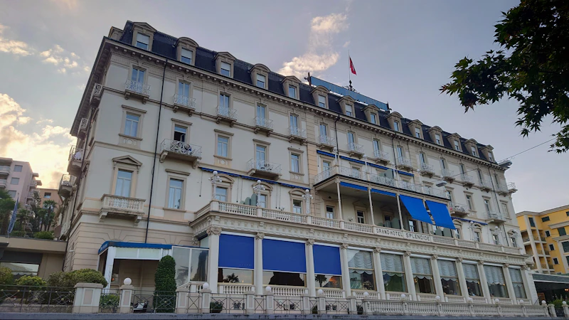 Hotel building with shutters