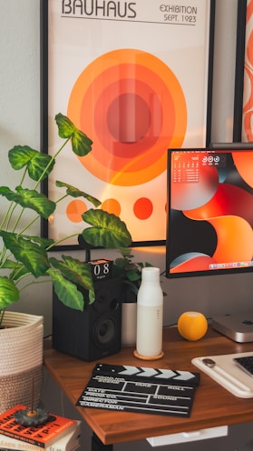 A desktop computer sitting on top of a wooden desk