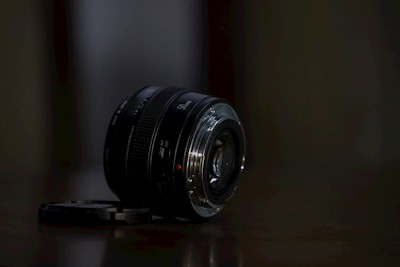 A camera lens sitting on top of a table