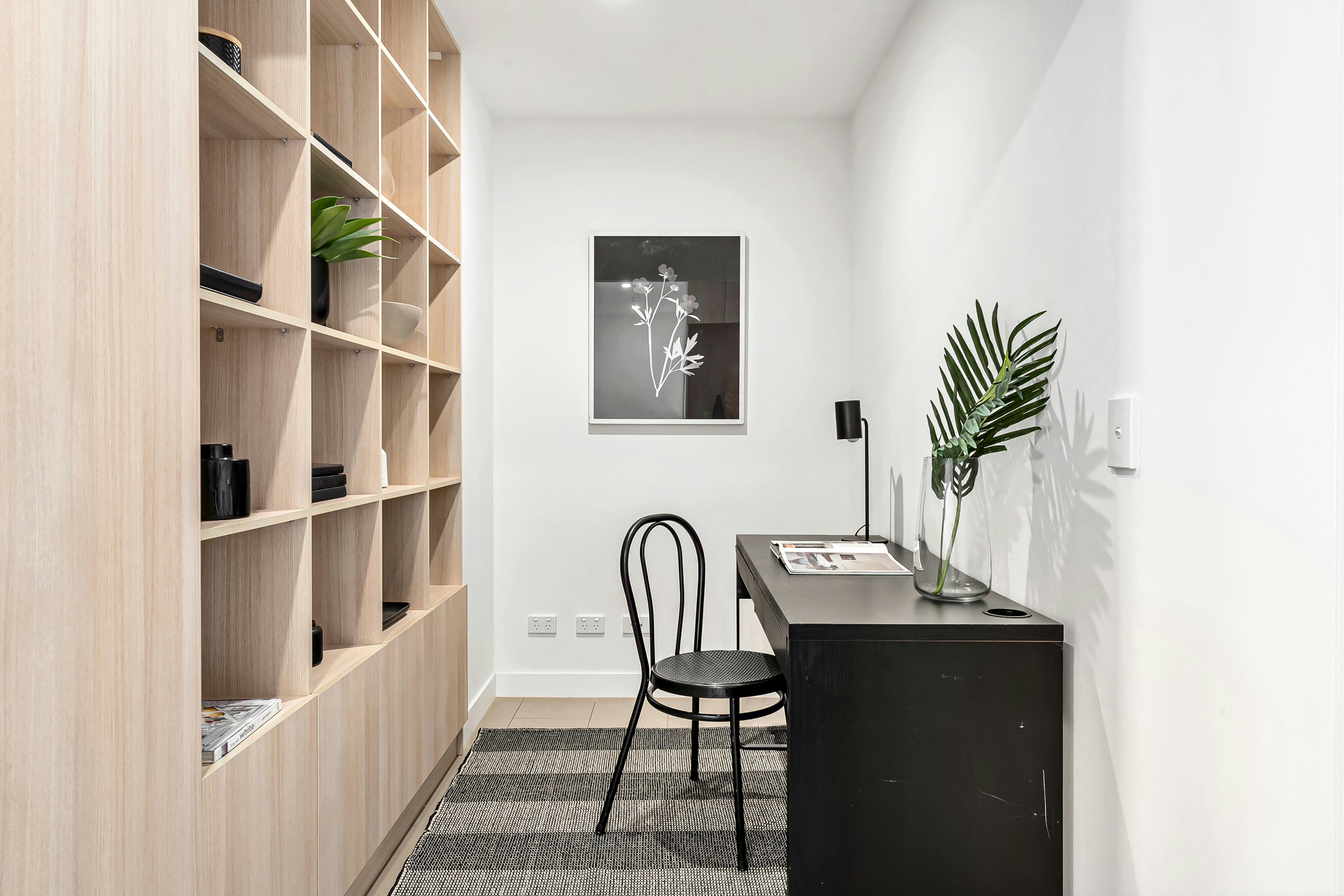 well-appointed apartment interior with a dedicated workspace - apartment rentals detroit