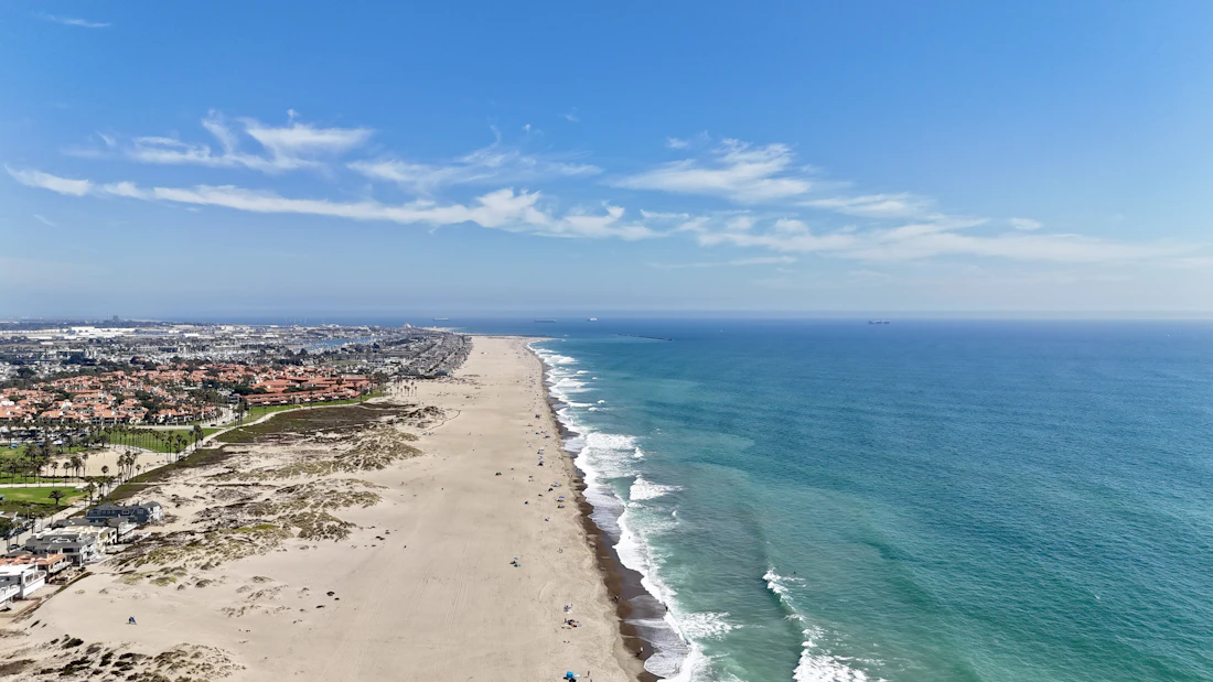 Aerial drone coverage of a California coastline