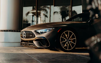 A car parked in front of a building