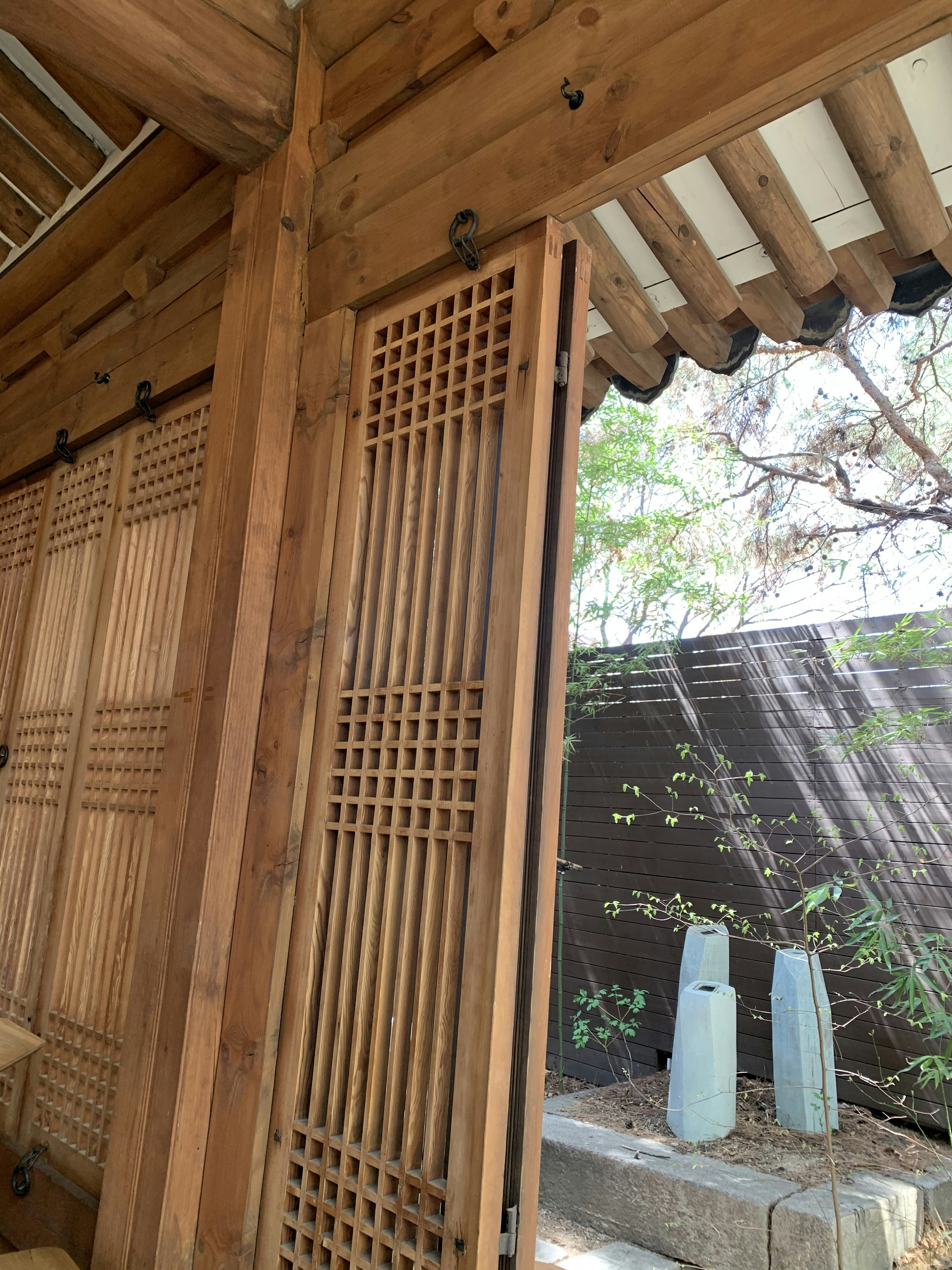 Completed sauna door and bench installation