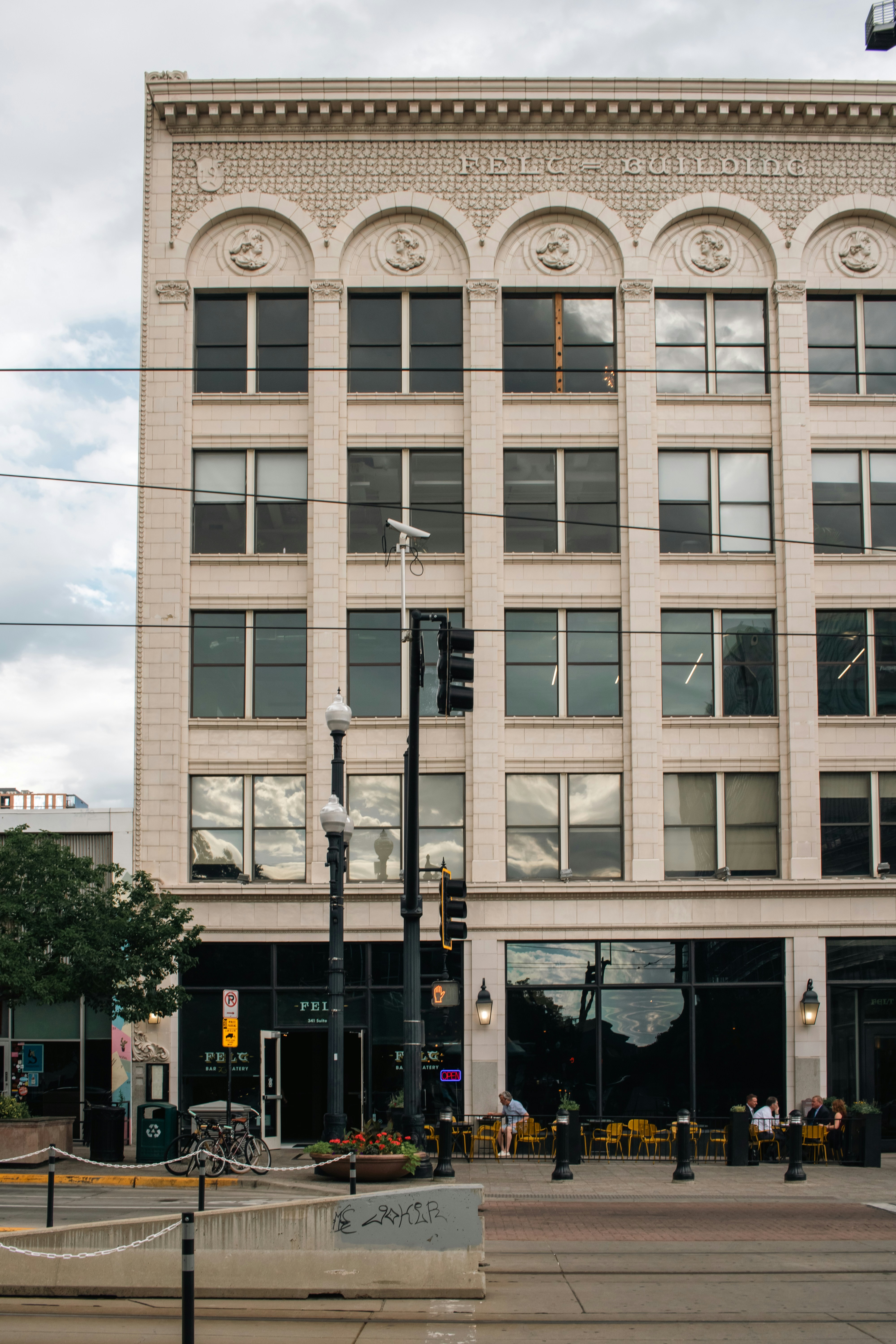 A large white building with lots of windows