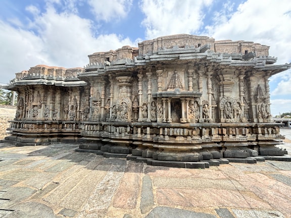 A large stone structure sitting on top of a stone floor