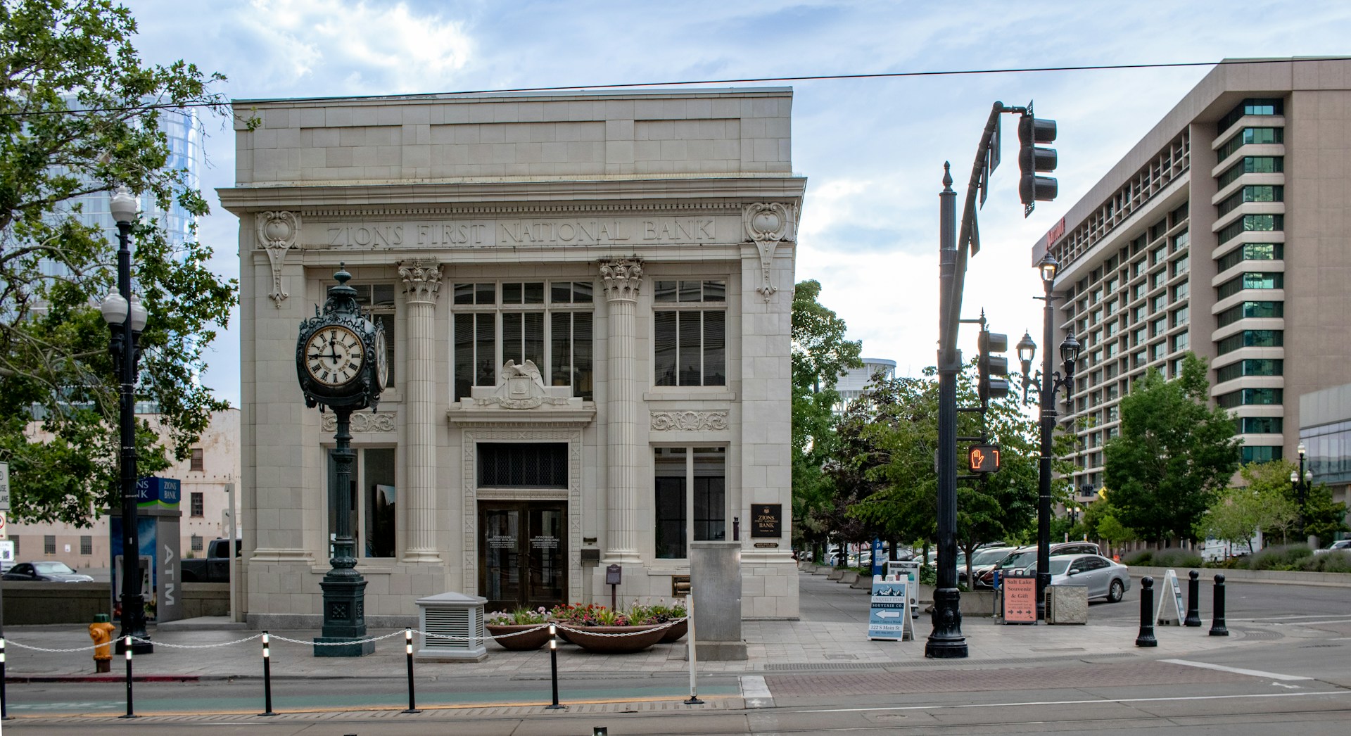 A large building with a clock on the front of it
