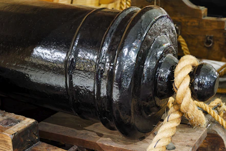 A close up of a large black object on a table