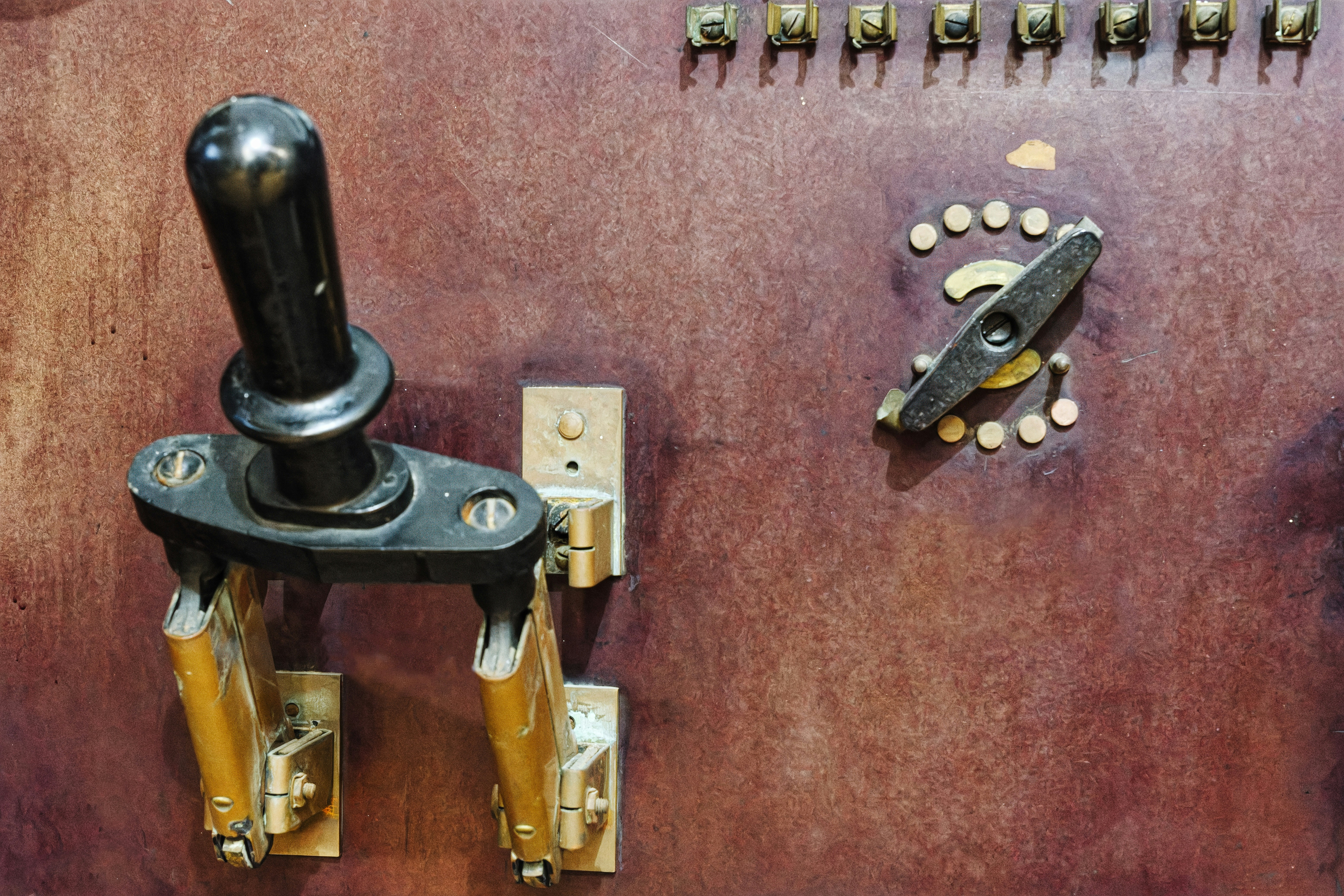 Vintage machinery controls with levers and switches