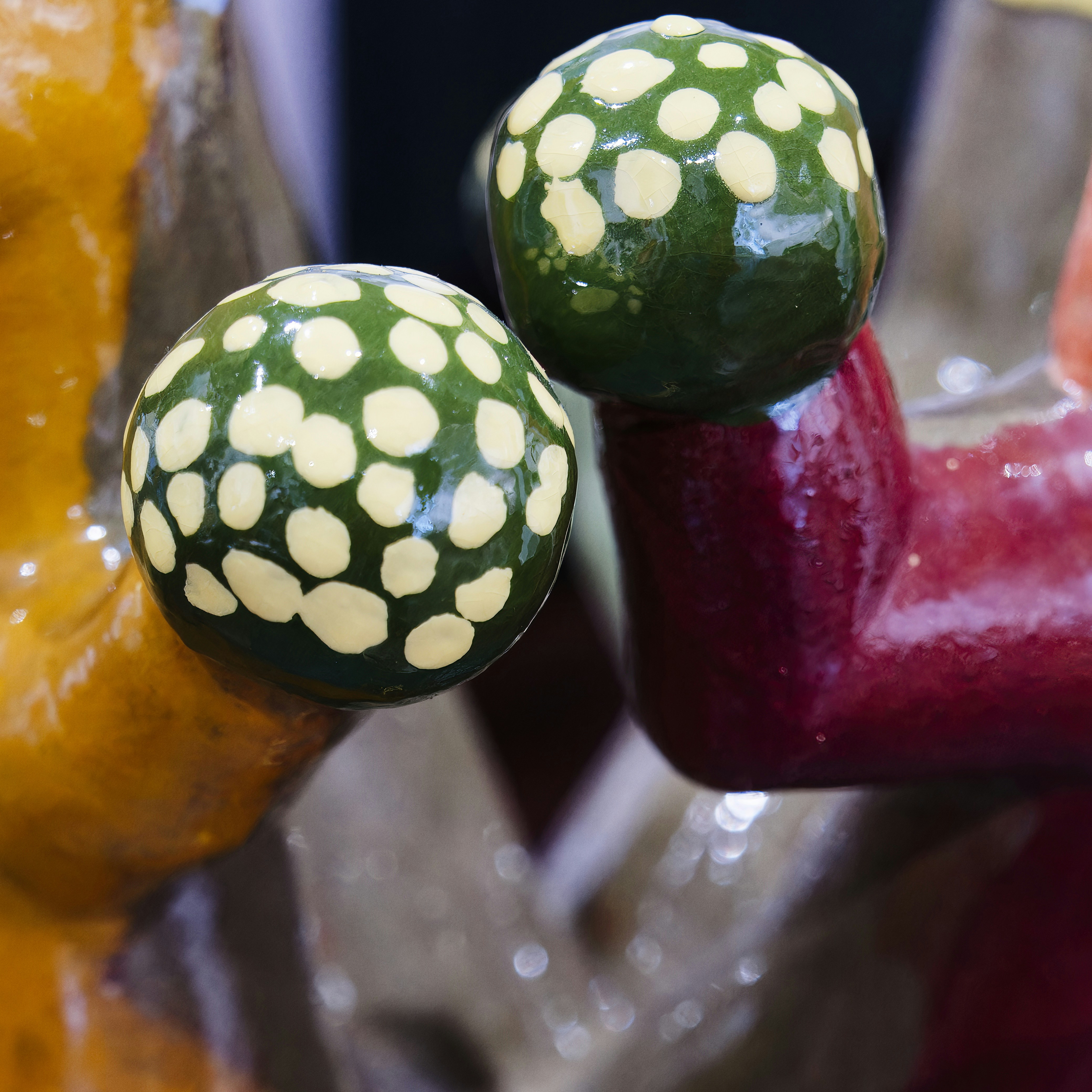 A close up of a group of colorful objects