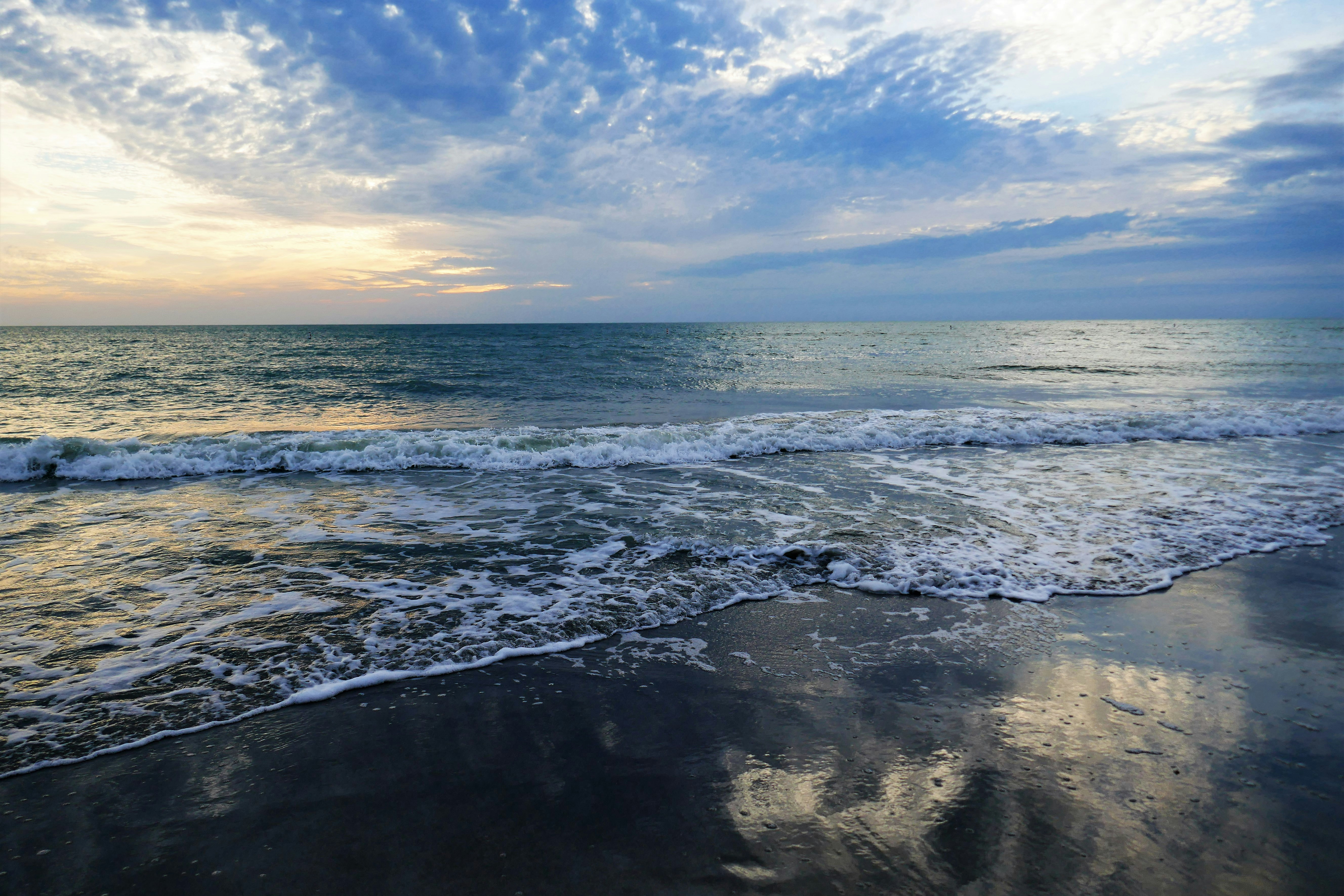 A view of the ocean from a beach