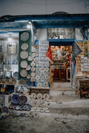 A store with a lot of plates on display