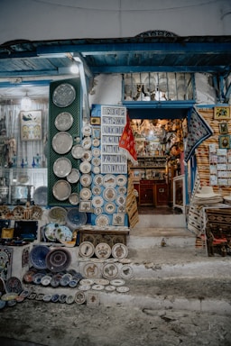 A store with a lot of plates on display