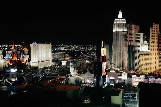 Night view of the Las Vegas Strip skyline, home to T-Mobile Arena and the Vegas Golden Knights
