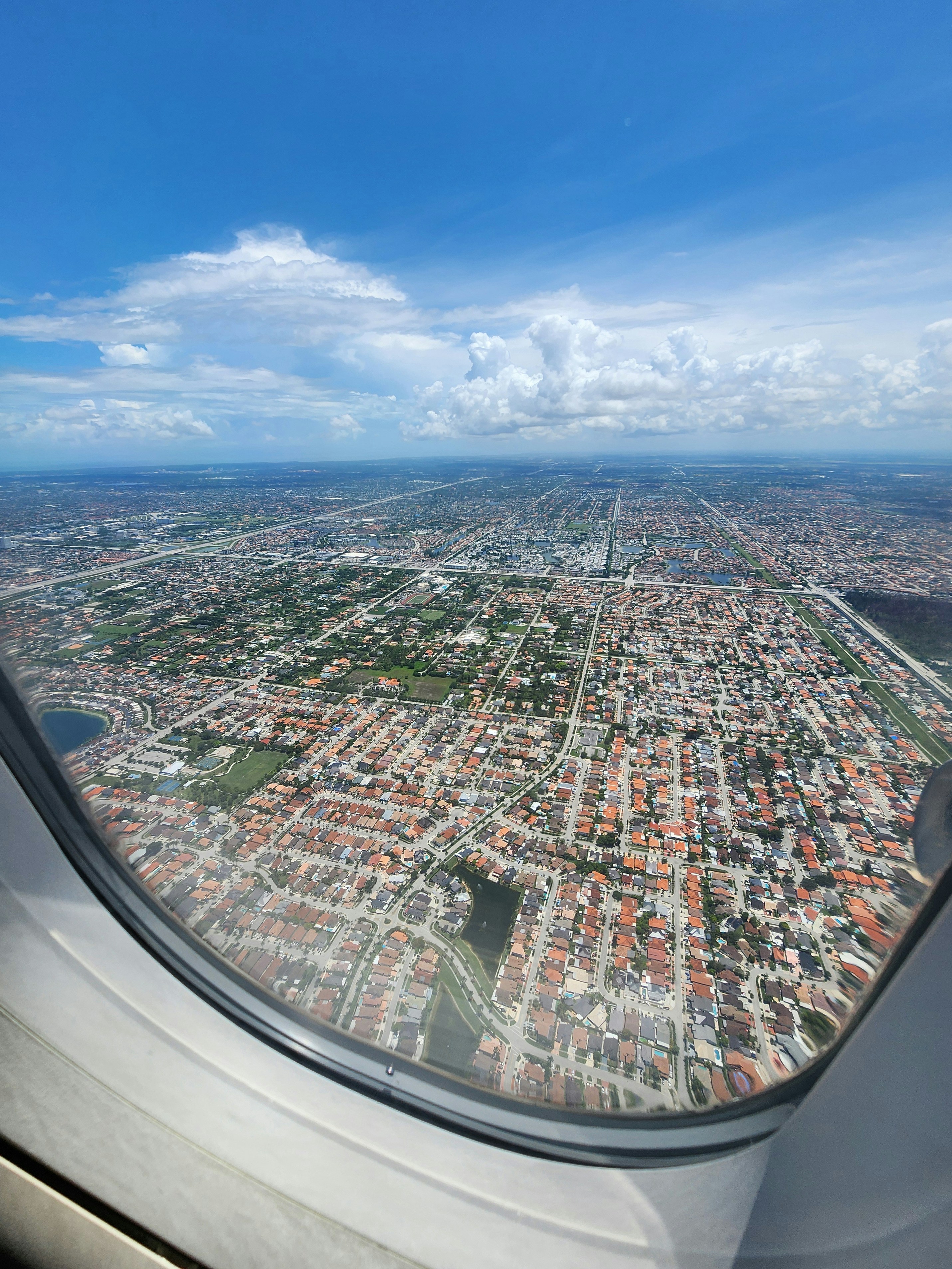 A view of a city from an airplane window