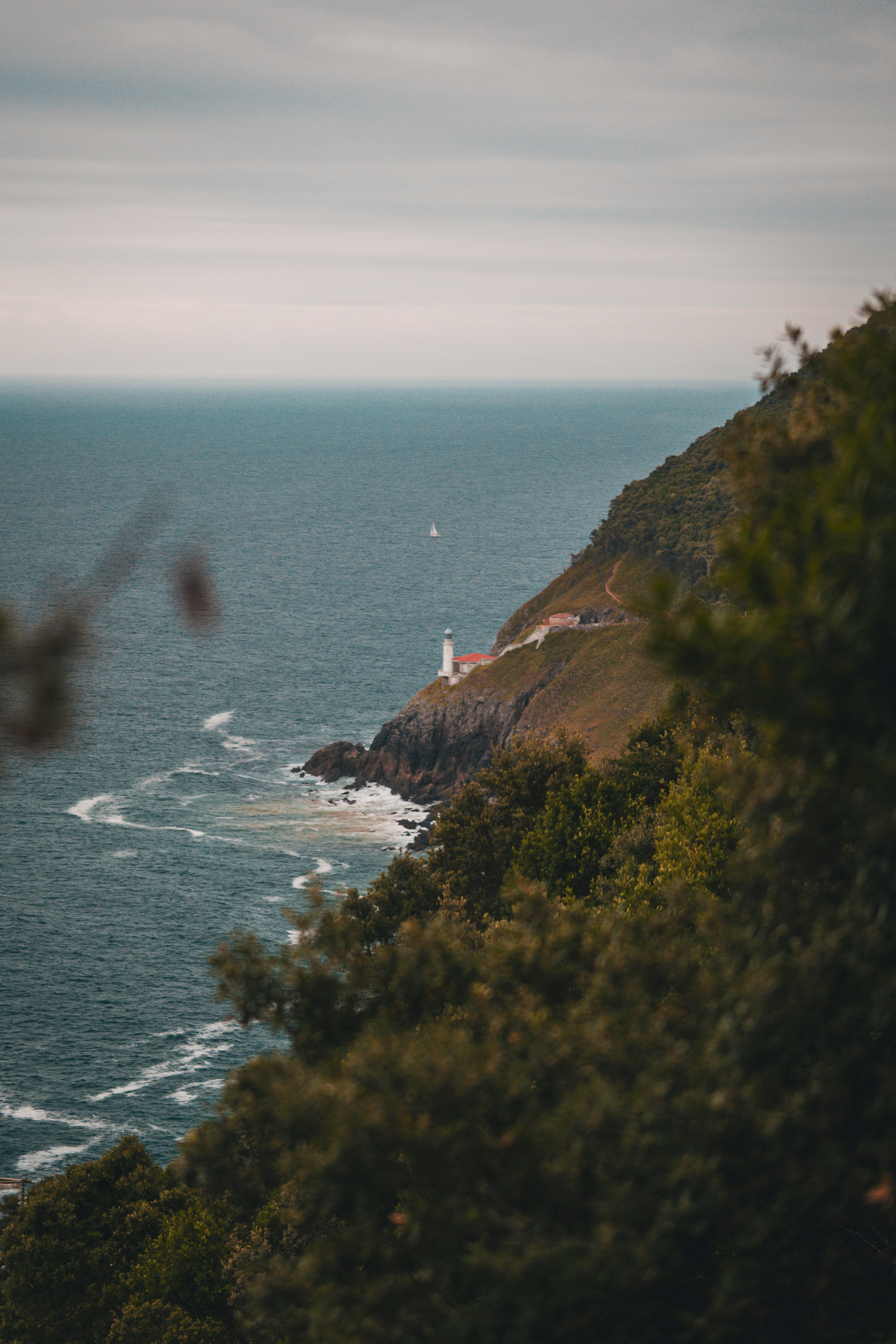 A view of the ocean from a hill