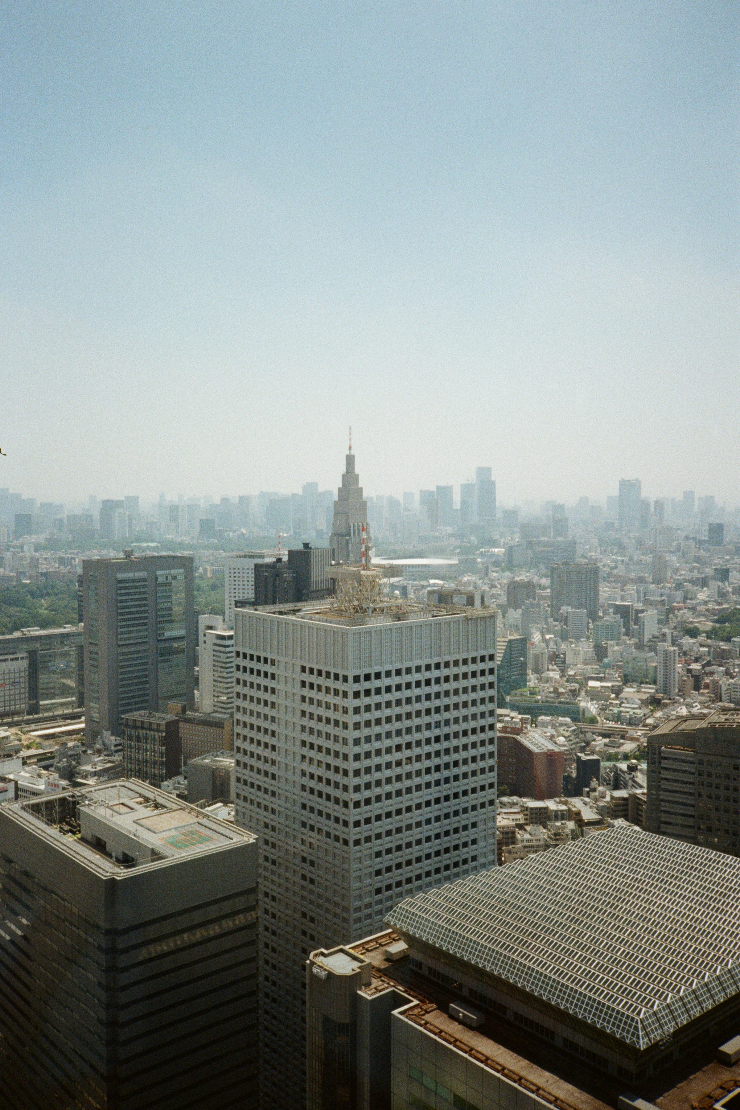 A view of a city from a tall building